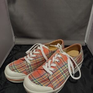 Dansko Women's Vegan Pink Plaid Sneaker Clog